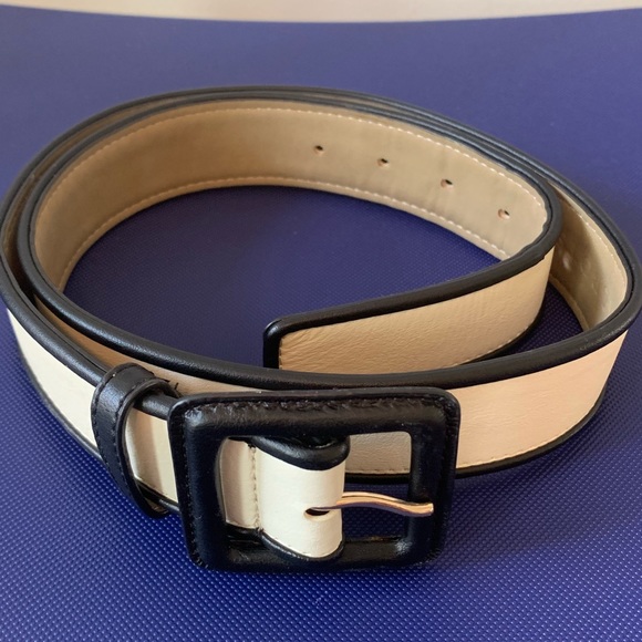 🔥Talbots Leather Black and White Belt - Picture 1 of 5